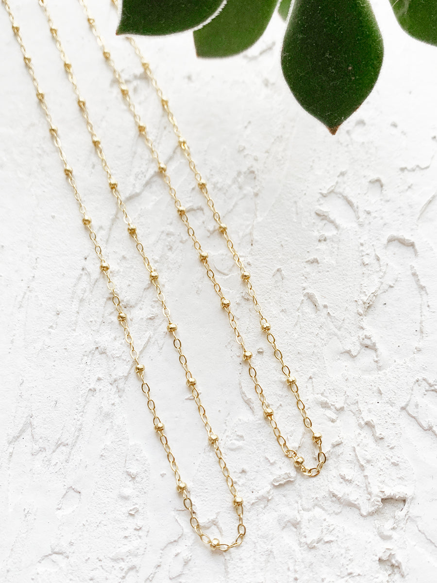 Mia  Flat Oval + Beaded Gold Filled Necklace – the SHUDIO